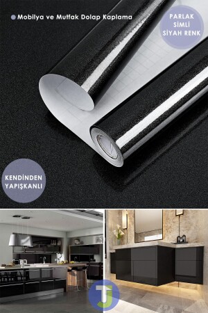 Self Adhesive Glitter Black Kitchen Bathroom Countertop Wall Cabinet Table Covering 60cmx100cm - Technojet