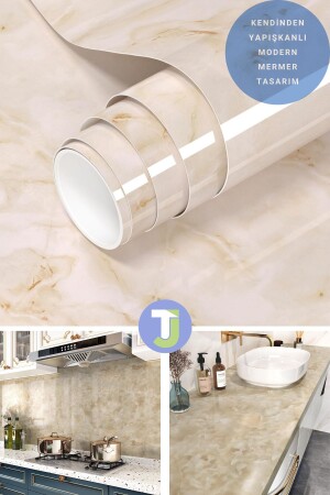 Self-adhesive Marble Pattern Foil Kitchen Bathroom Countertop Wall Table Covering 60cmX100cm - Technojet