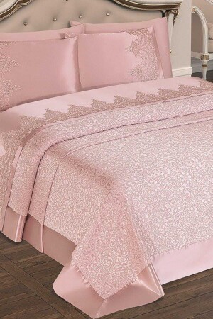 Selin Doppelbett-Bettwäsche-Set, Puder, 6-teilig, 8681235012116 - Elena Home