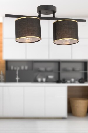 Selina 2-Lite Black Modern Plafonier Young Room Kitchen Bedroom Chandelier 3074-02-BL - Apliqa