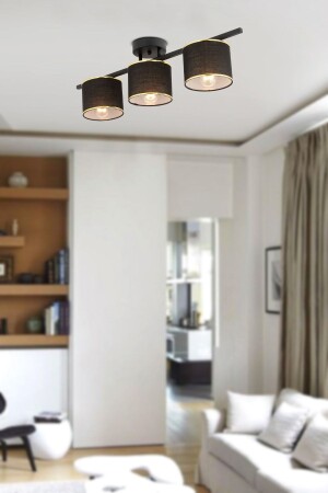 Selina 3-Piece Black Modern Plafonier Young Room Kitchen Bedroom Chandelier 3074-03-BL - Apliqa