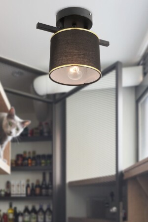 Selina Single Black Modern Plafonier Young Room Kitchen Bedroom Chandelier 3074-01-BL - Apliqa