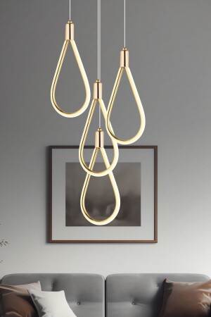 Selion 72 Watt 4-Piece Round Gold LED Modern Hallway, Bedroom Living Room Pendant Lamp Led Chandelier 12184-04Y-GD - Apliqa