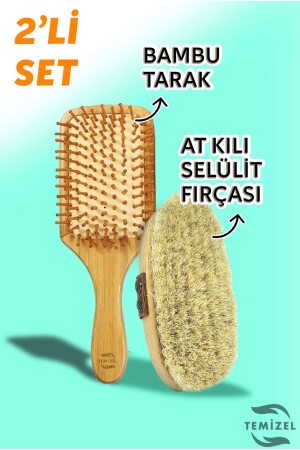 Selülit fırça ve bambu masaj tarağı - Temizel