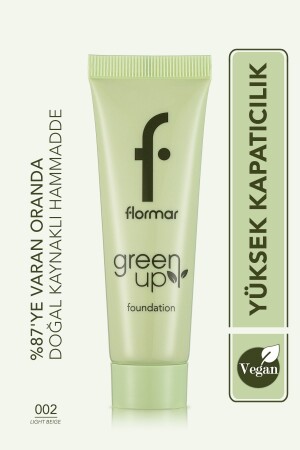 Semi-Matte Finish Water Based Vegan Foundation - Green Up Foundation - 002 LIGHT BEIGE - 4251903322218 - Flormar
