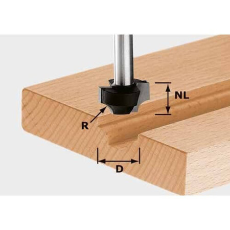 Semicircular cutter FESTOOL HW S8 D17/R3, shank 8 mm - FESTOOL