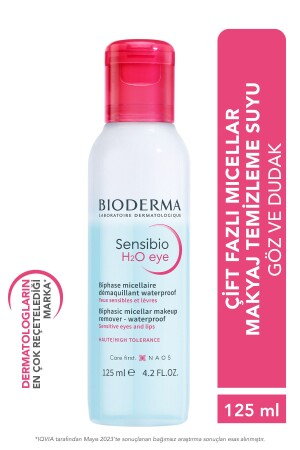 Sensibio H2O Eye Çift Fazlı Göz, Dudak, Kirpik Micellar Makyaj Temizleyici Provitamin B5 125 ml 1003122237 - Bioderma