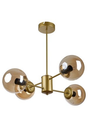 Seoul Modern Design Living Room Dining Room Kitchen Antique Color Honey Glass Pendant Lamp 4-Piece Chandelier - Modavize