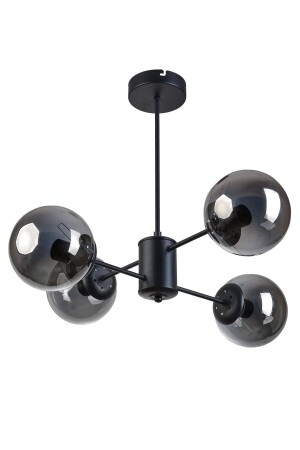 Seoul Modern Design Living Room Dining Room Kitchen Black Color Smoked Glass Pendant Lamp 4 Piece Chandelier S4121 - Modavize