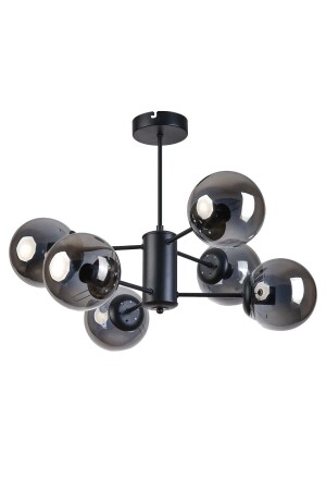 Seoul Modern Design Living Room Dining Room Kitchen Black Color Smoked Glass Pendant Lamp 6-Piece Chandelier S4120 - Modavize