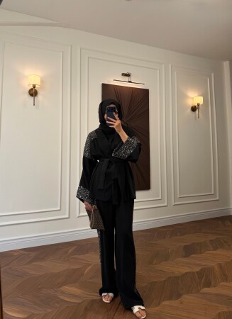 Sequin Kimono Set - Black - Duendeca