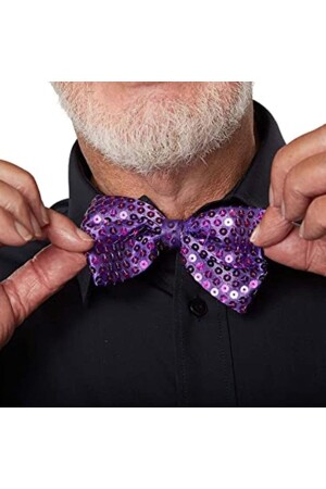Sequined Sequined Show Party Bow Tie Purple Color Compatible with Adults and Children - Partidolu