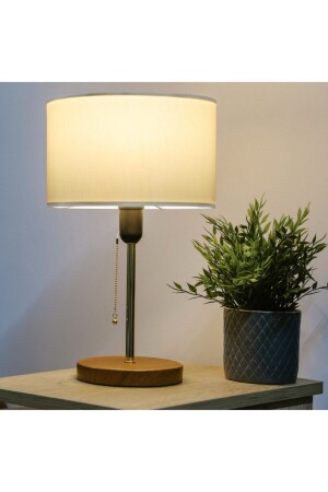 Sera Cream Fabric Cylinder Head Lampshade-chain On/Off AYD-2777-1 - HOMİNG