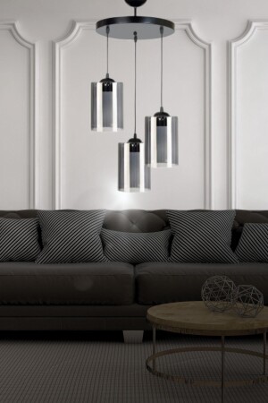 Serap 3-Piece Modern Decorative Smoked Glass Pendant Lamp Chandelier - Bedroom - Living Room - Kitchen - Hall TYC00264500043 - TEKFA