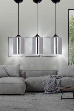 Serap 3 Single Modern Pendant Lamp Chandelier - Bedroom - Living Room - Kitchen - Hall - Office 3pcs glass - TEKFA
