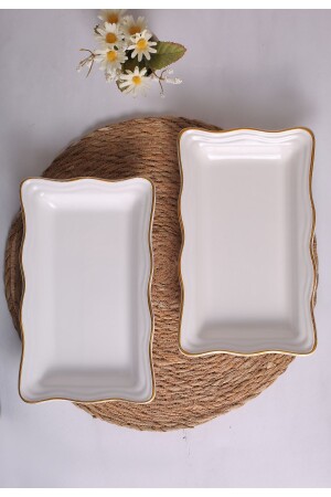Serenade Serving Plate 2 Pieces White Color Gold Rimmed - Fbe Home