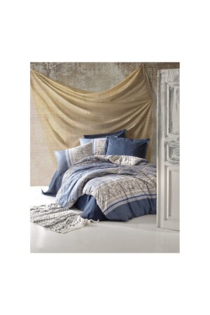 Serra - Navy Blue Earth Series Double Duvet Cover Set 1174147034052 - Cotton Box