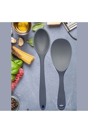 Sert Uçlu Isıya Dayanıklı Yanmaz Yapışmaz Silikon Uzun Kaşık 28 Cm Kısa Kaşık 22 Cm - 2 Adet MG-28CM-22XM-UZUN-KISA-KAŞIK - Multiamo
