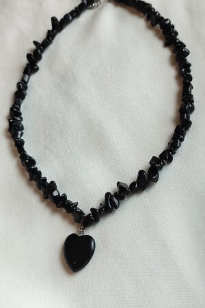 Sertifikalı Oniks Kırıktaş Doğaltaş Kalp Kolye - Badeaccessories