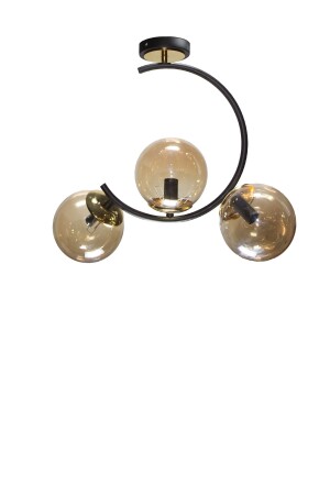 Sesa Black Plafonier Chandelier with 3 Honey Lamps 101262031 - MŞ Aydınlatma