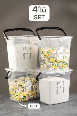 Set aus 4 beschrifteten Waschmittel-Aufbewahrungsbehältern mit Deckel – tragbare Tablet-Waschmittel-Aufbewahrungsbox, transparent MCH-726 - Meleni Home