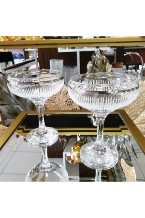 Set aus 6 handverzierten, silbervergoldeten Magnolienglas-Eisschalen, Glas-Eisschalen, Snackschalen 382 - Paşabahçe