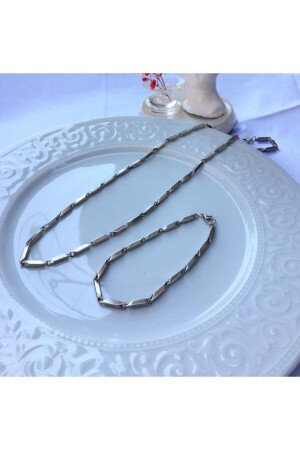 Set aus Halskette und Armband aus Stahl für Herren, Würfel-Dreieck-Modell, Kette - Dgn Shoping