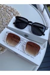 Set aus zwei Vintage-Sonnenbrillen für Damen, schwarz-transparent, braun, Herren-Sonnenbrillen, UV-400-Glas, LORRAINE - WATCHOFROYAL