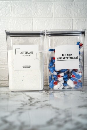 Set bestehend aus 2 Tabletten und Reinigungsmittel-Aufbewahrungsbox mit dekorativem rechteckigem Vakuumdeckel 2900 ml 76545676565 - kalitebudur34