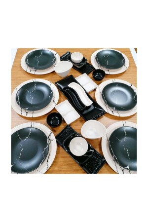 Set Breakfast 27 Pieces for 6 Persons Matte Marble Pattern dmt0000027 - Keramika