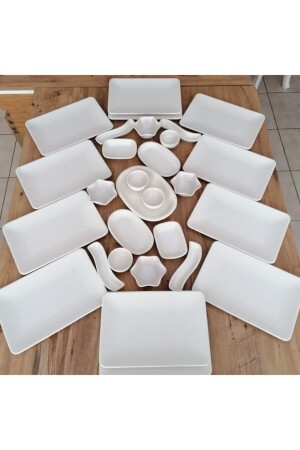 Set Breakfast 29 Pieces for 12 Persons Matte Cream dmt2020202029 - Demet Çeyiz
