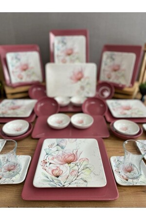 Set Breakfast 41 Pieces Raspberry for 6 People dmtaks2022041 - Keramika