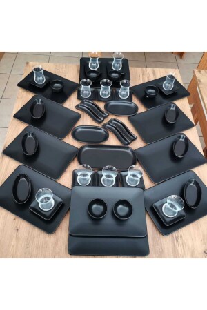 Set Breakfast 55 Pieces for 12 Persons Matte Black Siera dmt212155 - Keramika