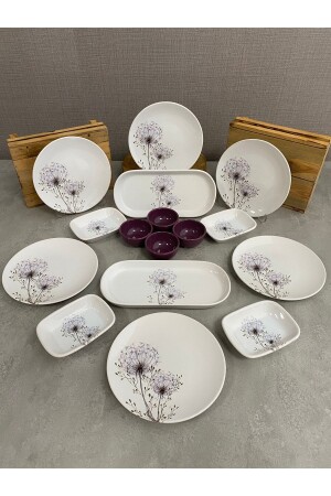 Set Breakfast Endive Purple 16 Pieces for 6 People dmtaks2023016016 - Keramika