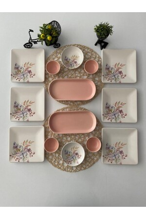 Set Breakfast Mat Butterfly 14 Pieces for 6 Persons - Keramika