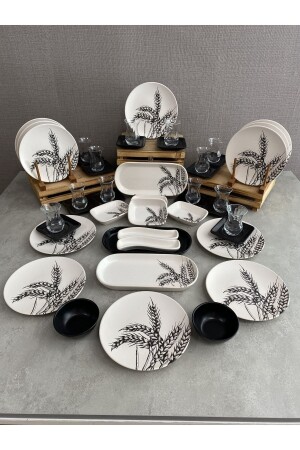 Set Breakfast Matte Başak Black 47 Pieces for 12 Persons dmtaks2023000470047 - Keramika