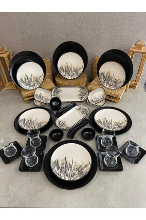 Set Breakfast Matte Black Spike 36 Pieces for 6 People dmtaks2020230036 - Keramika