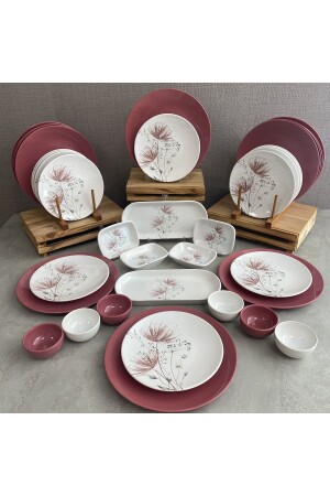 Set Breakfast Raspberry Endive 36 Pieces for 12 People - Keramika
