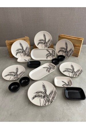 Set Frühstück Matte Black Spike 16-teilig für 6 Personen dmtaks202300016 - Keramika