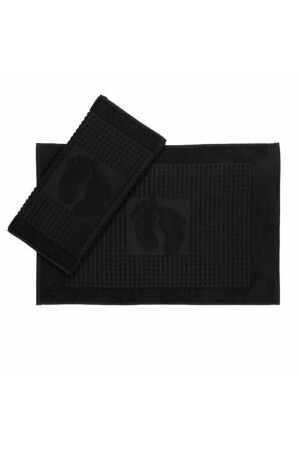 Set mit 2 Bade- und Fußtüchern, schwarzes Winterhandtuch, Zynblack2 - Özdilek