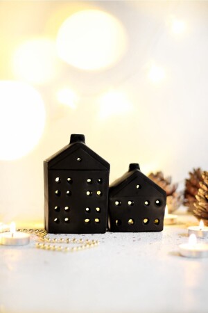 Set mit 2 schwarzen Kerzenhaltern für Heimdekoration – Weihnachtsdekoration (Kerzen im Lieferumfang enthalten). - Lalezen Home