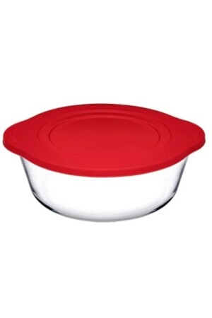 Set mit 3 Pyrex-Vorratsbehältern mit roten Deckeln, 2100 cc, 1450 cc, 840 cc, Fma04598, Fma04362, Fma04363, 145 59001E - Paşabahçe