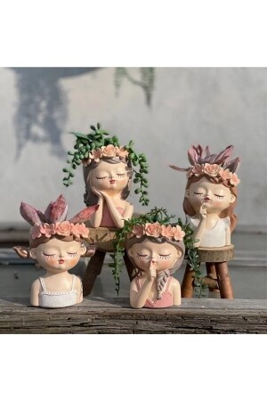 Set mit 4 dekorativen Lady Girls 3937 - Lina Art hediyelik