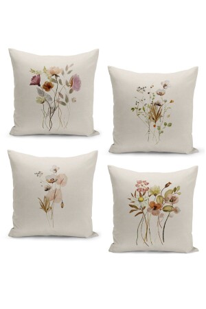 Set mit 4 Kissenbezügen mit Blumenmuster – Frühling, doppelseitig digital bedruckt - Filamente