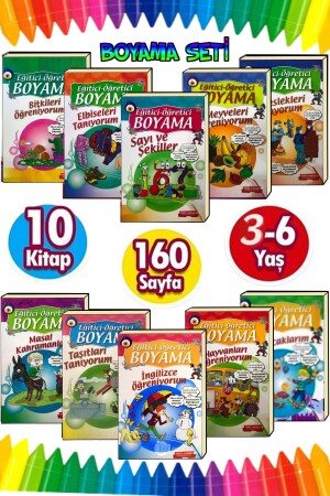 Set of 10 Coloring Books Suitable for Ages 3-6 - Gönül Yayincilik