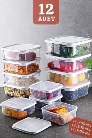Set of 12 Embox Square Food Storage Container White NDY-EP-301-12 - Nandy Home