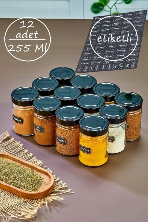 Set of 12 Labeled 255 Ml Glass Spice Jars Luxury Storage Container Jar FBZ-255-NZC - FBZhome
