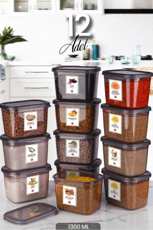 Set of 12 Labeled Moly Rectangular Storage Containers 1300ml Breakfast Bowl with Lid - Multiple Sets Can Be Made MCH08484 - Kitchen Life