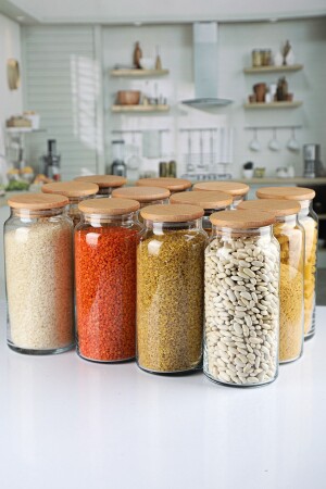 Set of 12 Large Size 1300ml Jars with Vacuum Lids and Labeled Snowflower Super Set - Karçiçeği Home