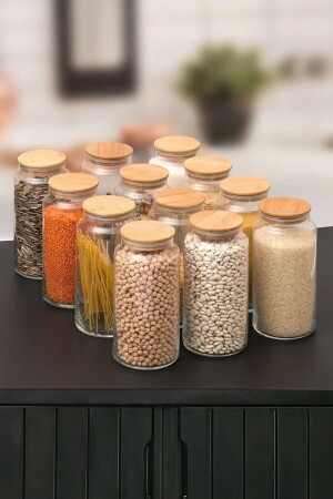 Set of 12 Large Size 1400ml Jars with Vacuum Lids, Labeled, Glass is Healthy - Karçiçeği Home